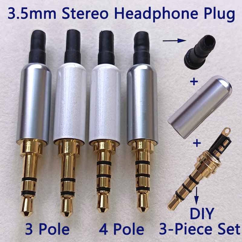 Coupling 8Mm - 1/3/5 Sets vergoldeter 3,5-mm-Stereo-Kopfhörerstecker, 3-polig/4-polig, TRS/TRRS-Audio-Klinkenstecker