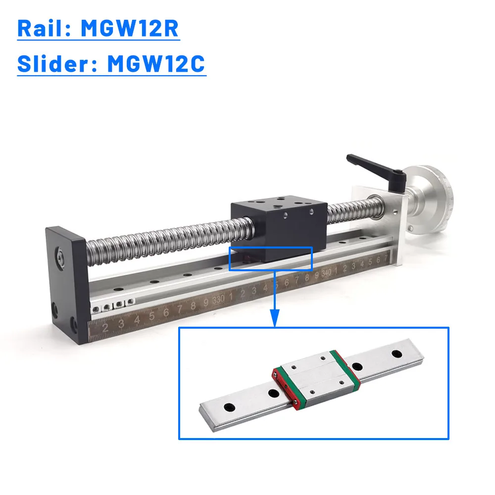 Linear Rail - Bewegungsschiebetisch 100-1000mm Effektiver Hub Handrad Aluminium-Gleittisch
