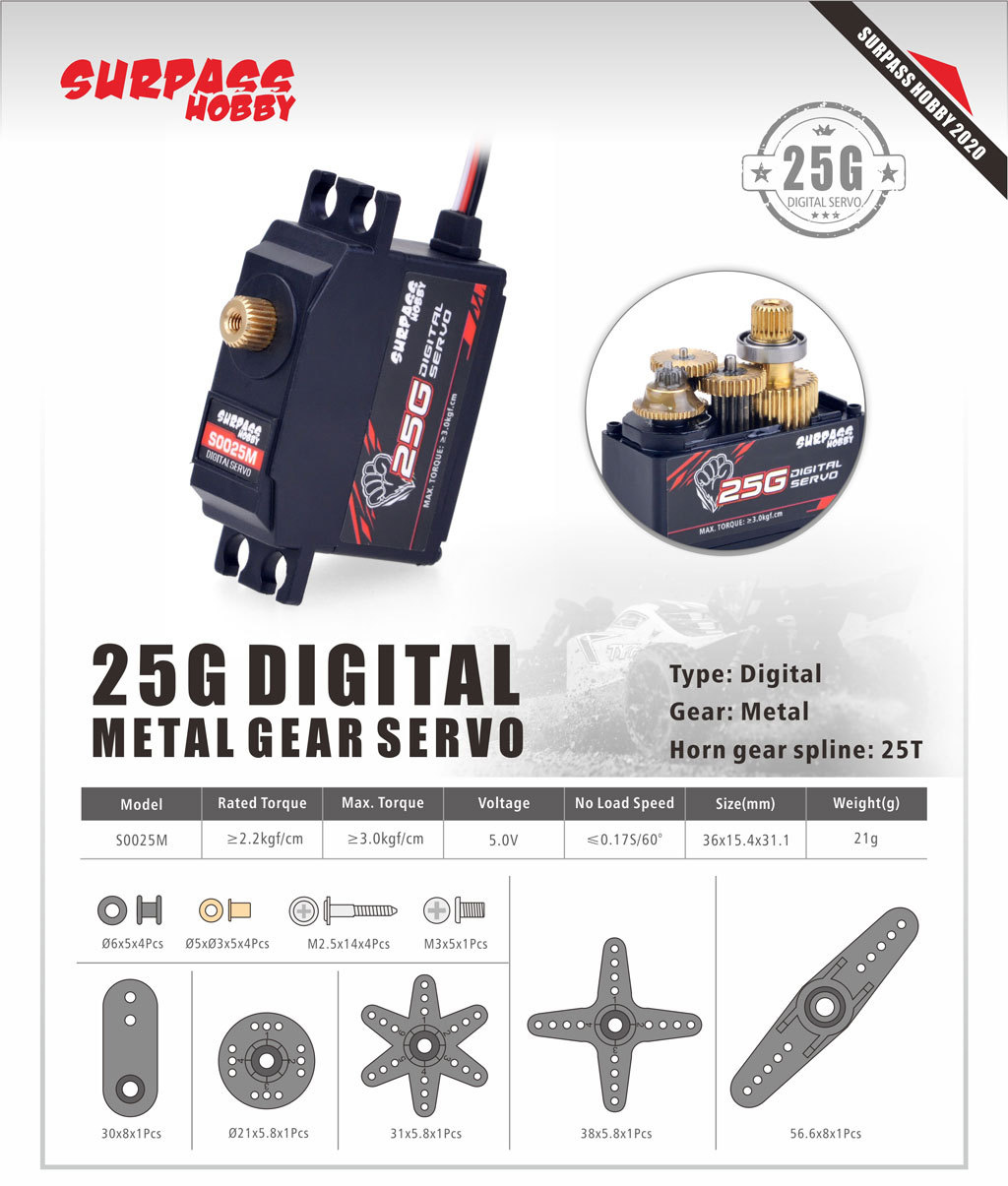 5PCS Überpass Hobby S0025M Met – Servo 9G Bewertung und Preis